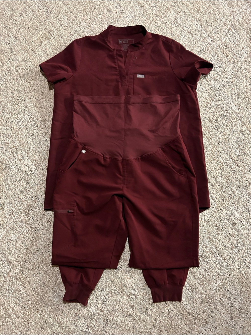 Figs Maternity Maroon Scrubs Set